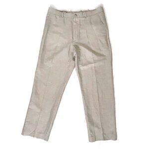 PERRY ELLIS Classic Fit Linen-Blend Trouser Suit Pants Cream Herringbone, 36/32